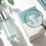 بررسی برچسب هولوگرام اصالت روی جعبه محصول با ذره‌بین - فرهینا